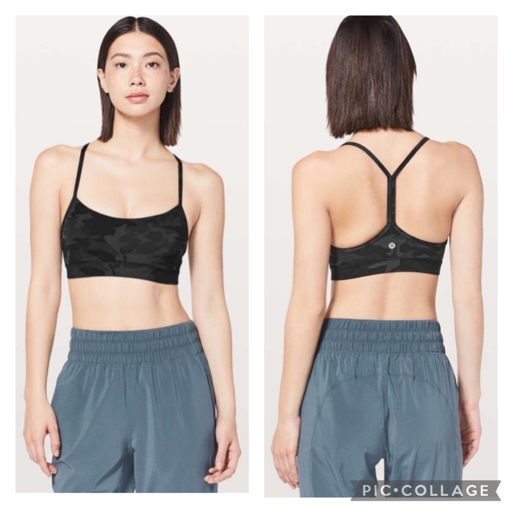 Lululemon Flow Y Bra Camo Multi Grey Sz 6 Women’s